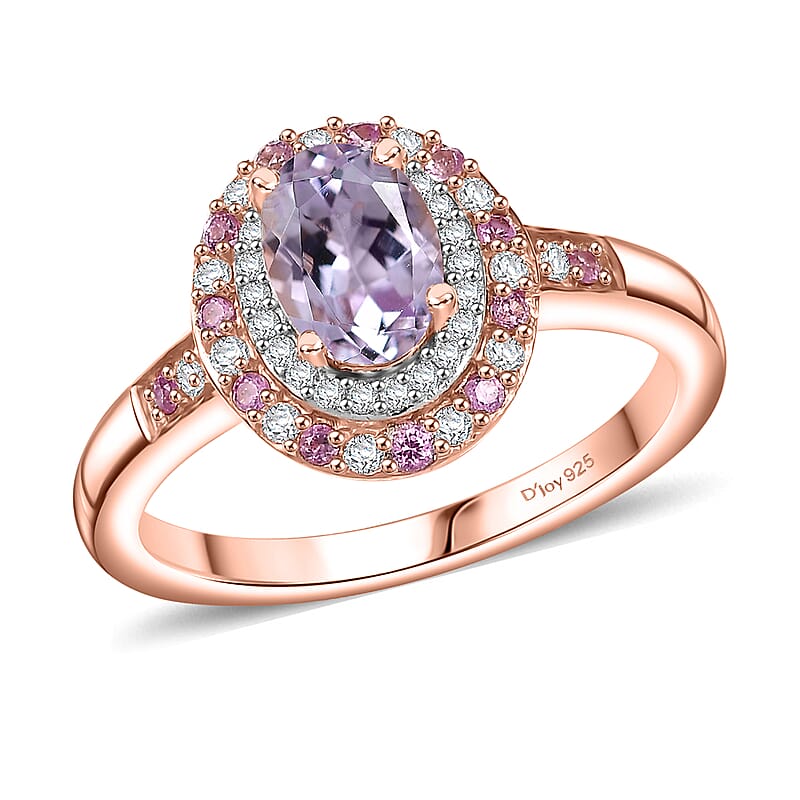 D'Joy Premium Martha Rocha Kunzite and Multi Gemstone 1.60 ctw Twilight Rosebud Ring in 18K Vermeil Rose Gold Over Sterling Silver (Size 10.0)