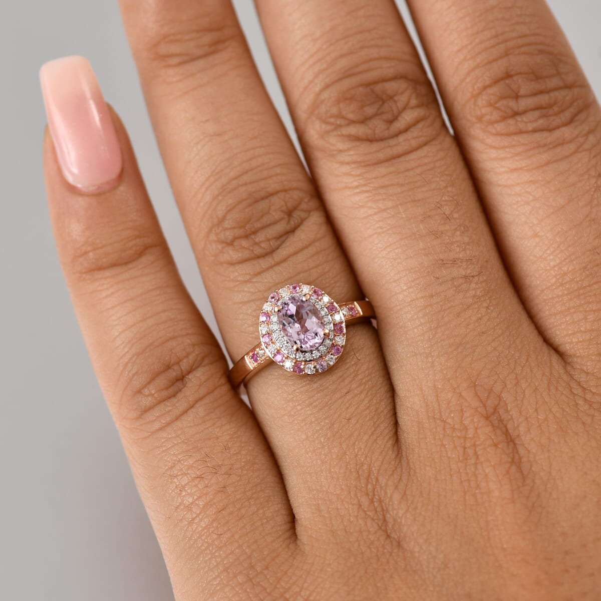 D'Joy Premium Martha Rocha Kunzite and Multi Gemstone 1.60 ctw Twilight Rosebud Ring in 18K Vermeil Rose Gold Over Sterling Silver (Size 10.0) image number 2