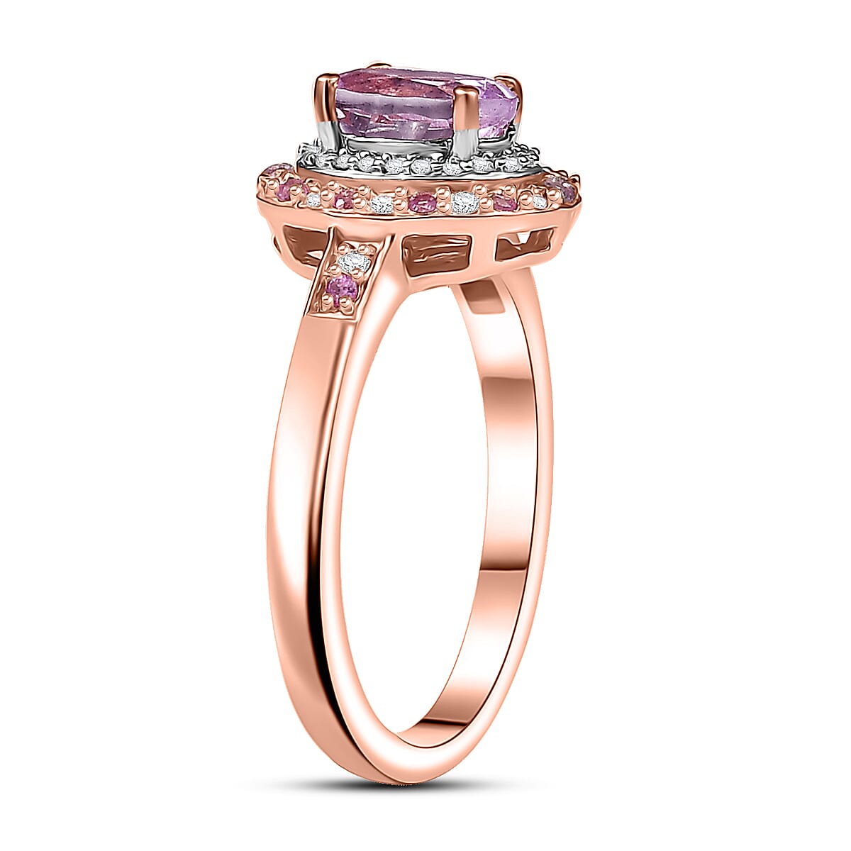 D'Joy Premium Martha Rocha Kunzite and Multi Gemstone 1.60 ctw Twilight Rosebud Ring in 18K Vermeil Rose Gold Over Sterling Silver (Size 10.0)
