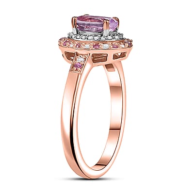 D'Joy Premium Martha Rocha Kunzite and Multi Gemstone 1.60 ctw Twilight Rosebud Ring in 18K Vermeil Rose Gold Over Sterling Silver (Size 10.0)