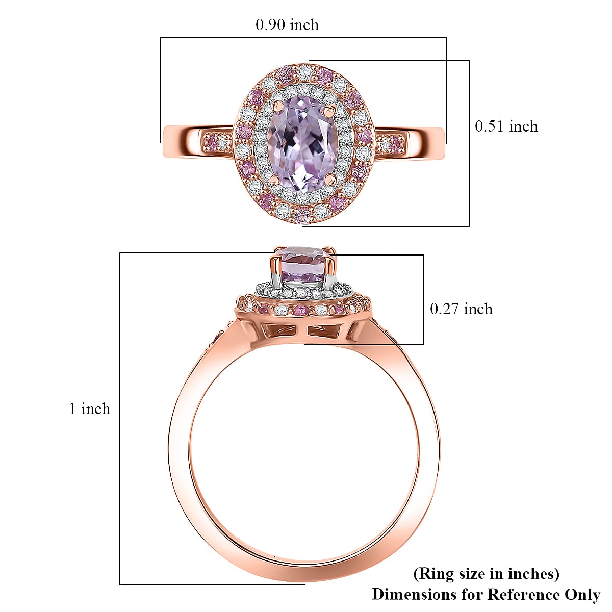 D'Joy Premium Martha Rocha Kunzite and Multi Gemstone 1.60 ctw Twilight Rosebud Ring in 18K Vermeil Rose Gold Over Sterling Silver (Size 10.0)