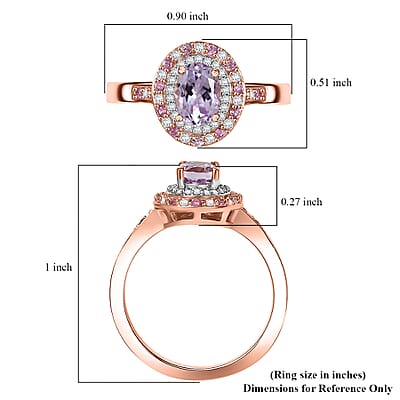D'Joy Premium Martha Rocha Kunzite and Multi Gemstone 1.60 ctw Twilight Rosebud Ring in 18K Vermeil Rose Gold Over Sterling Silver (Size 10.0)