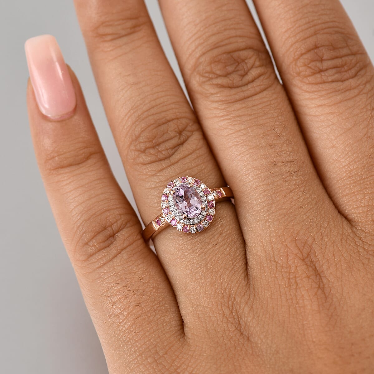 D'Joy Premium Martha Rocha Kunzite and Multi Gemstone 1.60 ctw Twilight Rosebud Ring in 18K Vermeil Rose Gold Over Sterling Silver (Size 5.0) image number 2