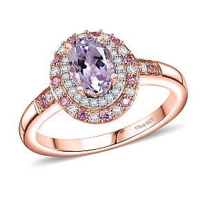 D'Joy Premium Martha Rocha Kunzite and Multi Gemstone 1.60 ctw Twilight Rosebud Ring in 18K Vermeil Rose Gold Over Sterling Silver (Size 9.0)