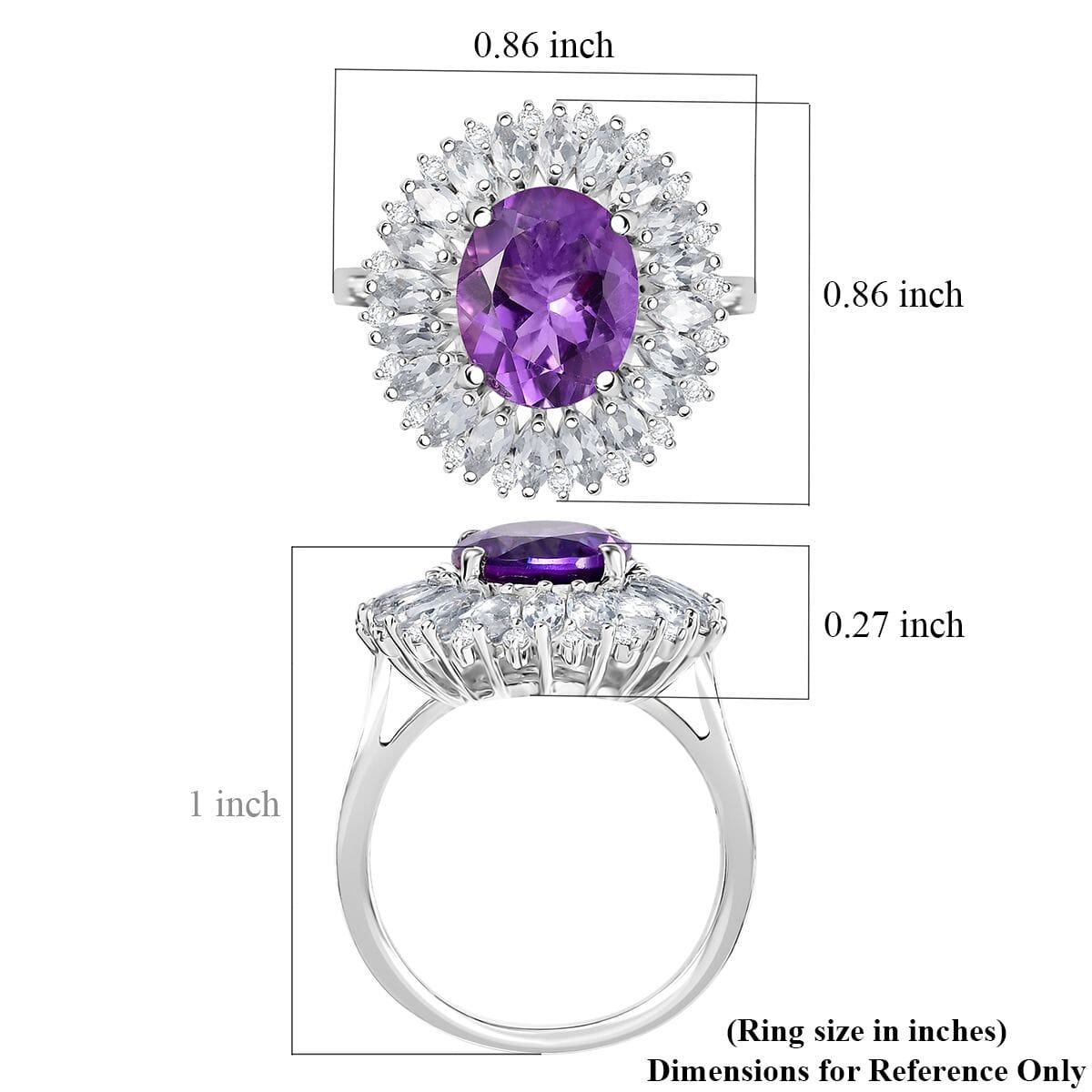 Karis African Amethyst, Multi Gemstone Ring in Platinum Bond 5.50 ctw image number 5
