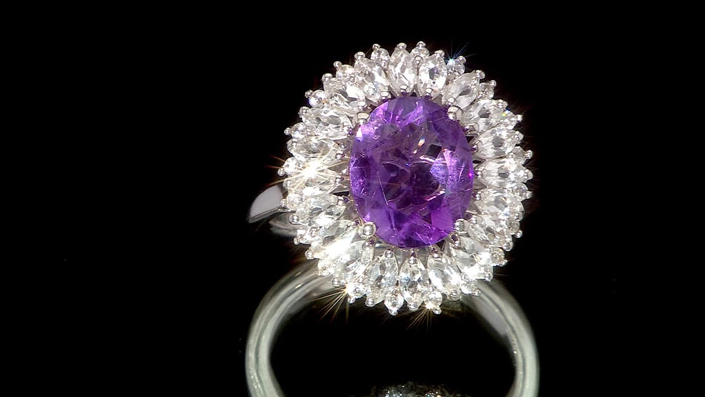 Karis African Amethyst, Multi Gemstone Ring in Platinum Bond 5.50 ctw