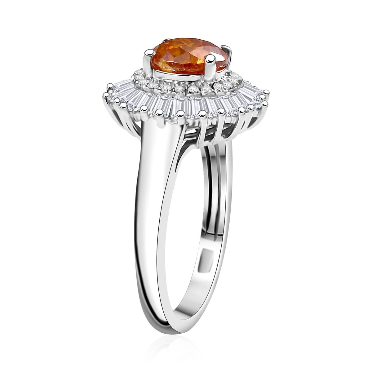 D'Joy Premium Picos Altos Sphalerite and Moissanite 2.70 ctw Solar Crown Ring in Rhodium Over Sterling Silver (Size 6.0) image number 3