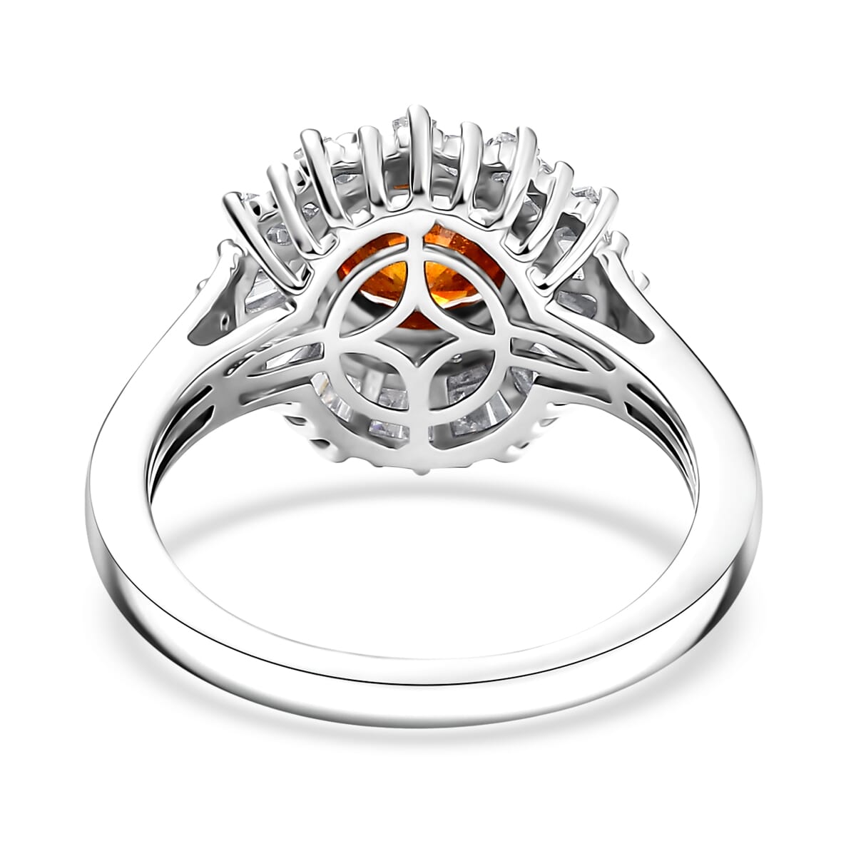 D'Joy Premium Picos Altos Sphalerite and Moissanite 2.70 ctw Solar Crown Ring in Rhodium Over Sterling Silver (Size 6.0) image number 4