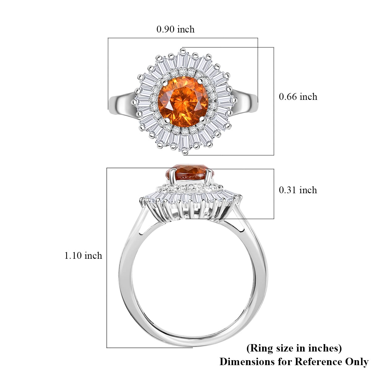 D'Joy Premium Picos Altos Sphalerite and Moissanite 2.70 ctw Solar Crown Ring in Rhodium Over Sterling Silver (Size 6.0) image number 5