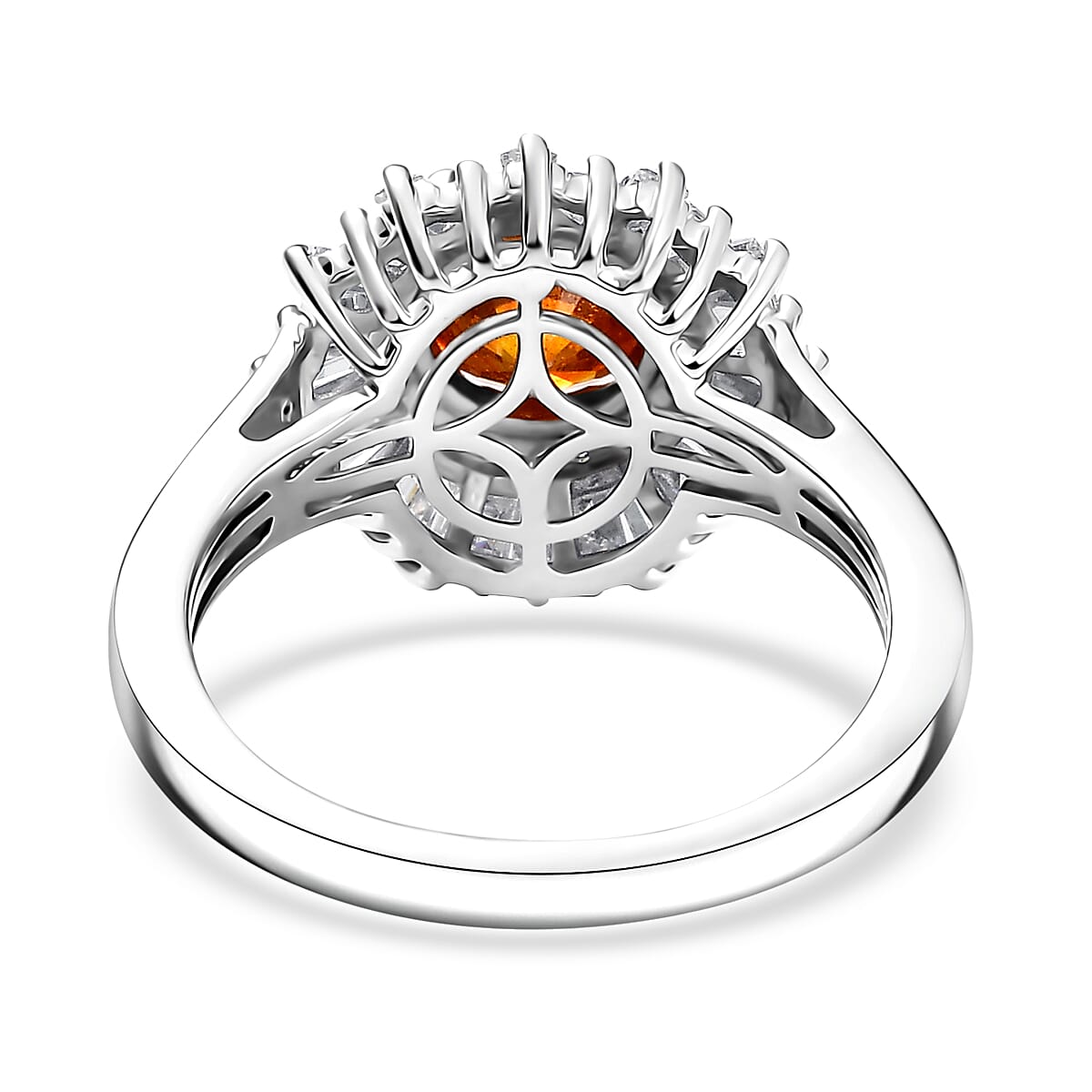 D'Joy Premium Picos Altos Sphalerite and Moissanite 2.70 ctw Solar Crown Ring in Rhodium Over Sterling Silver (Size 7.0) image number 4