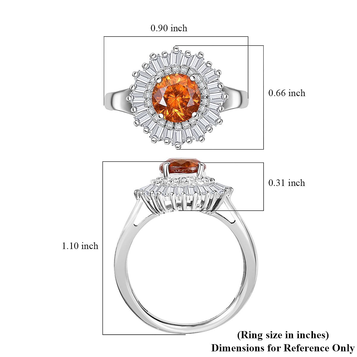 D'Joy Premium Picos Altos Sphalerite and Moissanite 2.70 ctw Solar Crown Ring in Rhodium Over Sterling Silver (Size 7.0) image number 5