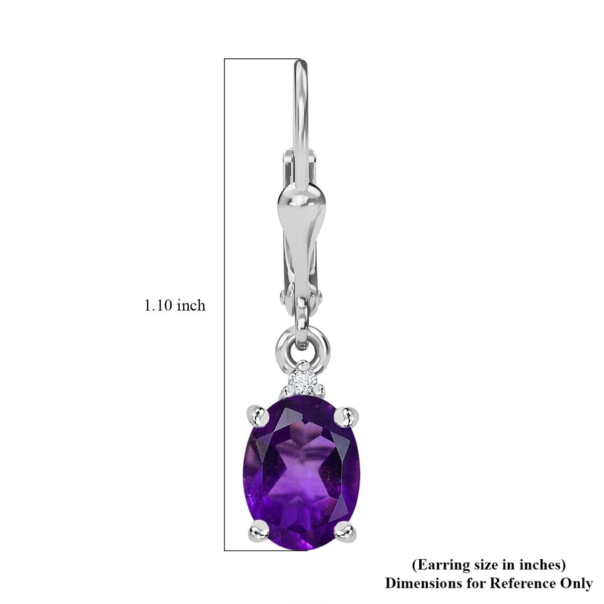 D'Joy African Amethyst and White Zircon 2.30 ctw Lever Back Earrings in Rhodium Over Sterling Silver  image number 5