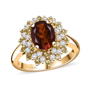 D'Joy Brazilian Cherry Citrine and Multi Gemstone 2.90 ctw Autumn Elegance Ring in 18K Vermeil Yellow Gold Over Sterling Silver (Size 5.0)