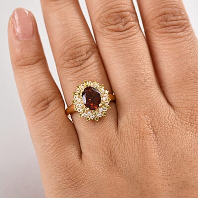 D'Joy Brazilian Cherry Citrine and Multi Gemstone 2.90 ctw Autumn Elegance Ring in 18K Vermeil Yellow Gold Over Sterling Silver (Size 5.0)