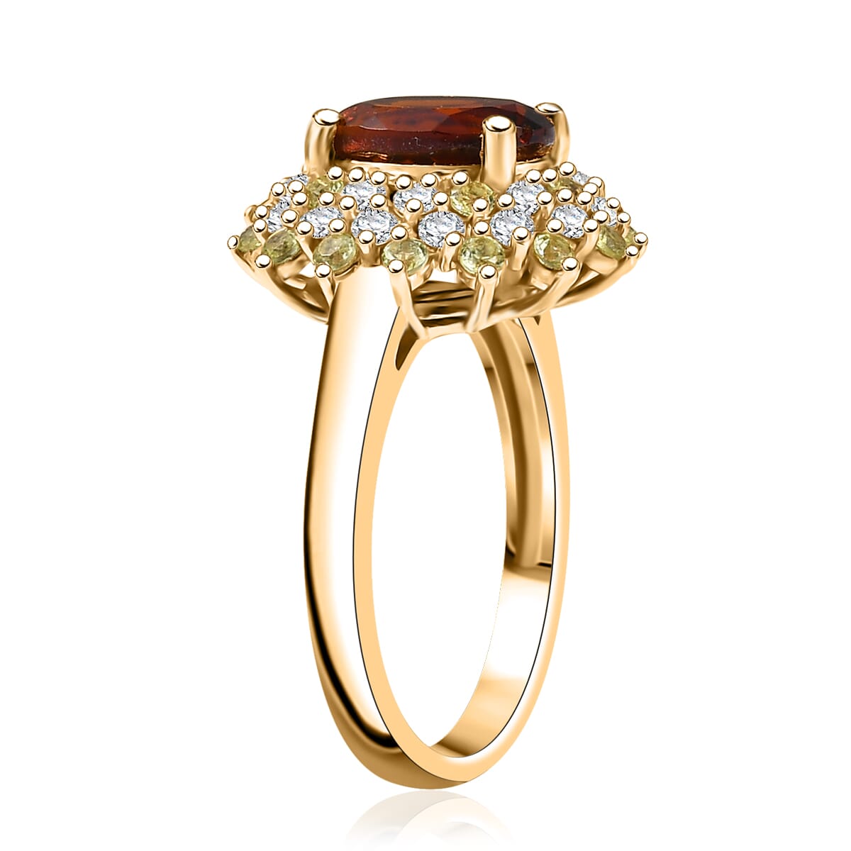 Brazilian Cherry Citrine and Multi Gemstone 2.90 ctw Ring in 18K Vermeil Yellow Gold Over Sterling Silver image number 3