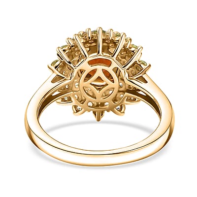 D'Joy Brazilian Cherry Citrine and Multi Gemstone 2.90 ctw Autumn Elegance Ring in 18K Vermeil Yellow Gold Over Sterling Silver (Size 5.0)