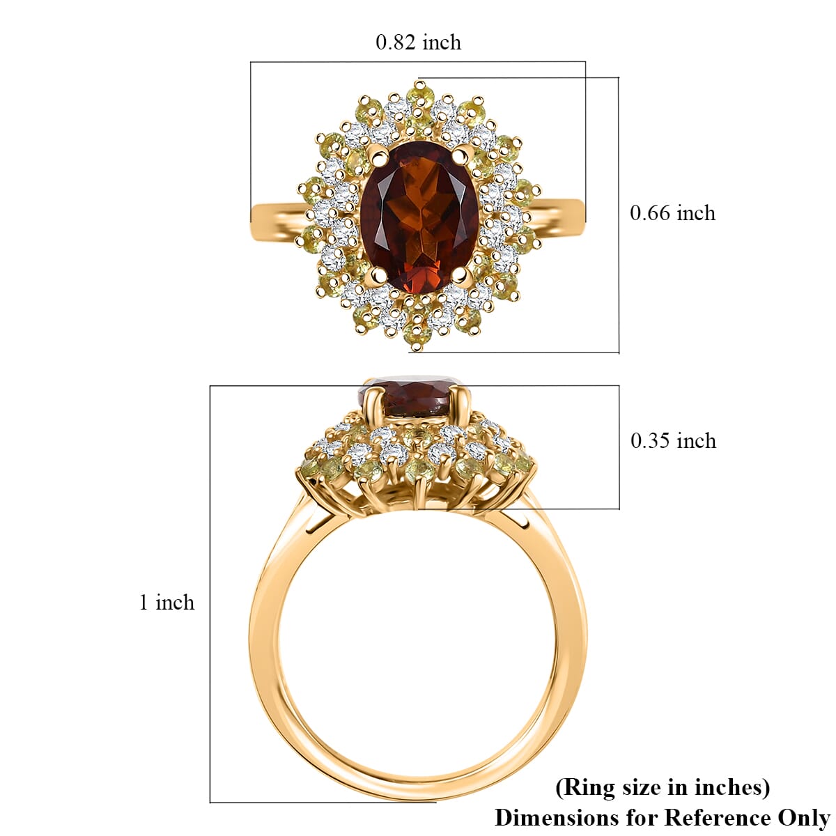 Brazilian Cherry Citrine and Multi Gemstone 2.90 ctw Ring in 18K Vermeil Yellow Gold Over Sterling Silver image number 5