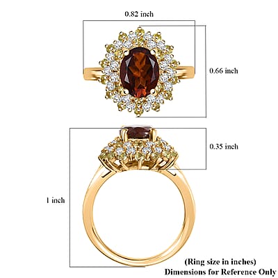 D'Joy Brazilian Cherry Citrine and Multi Gemstone 2.90 ctw Autumn Elegance Ring in 18K Vermeil Yellow Gold Over Sterling Silver (Size 5.0)