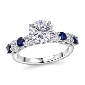 D'Joy Golconda Topaz and Masoala Sapphire (D) 4.00 ctw Starlit Ring in Platinum Over Sterling Silver (Size 10.0)