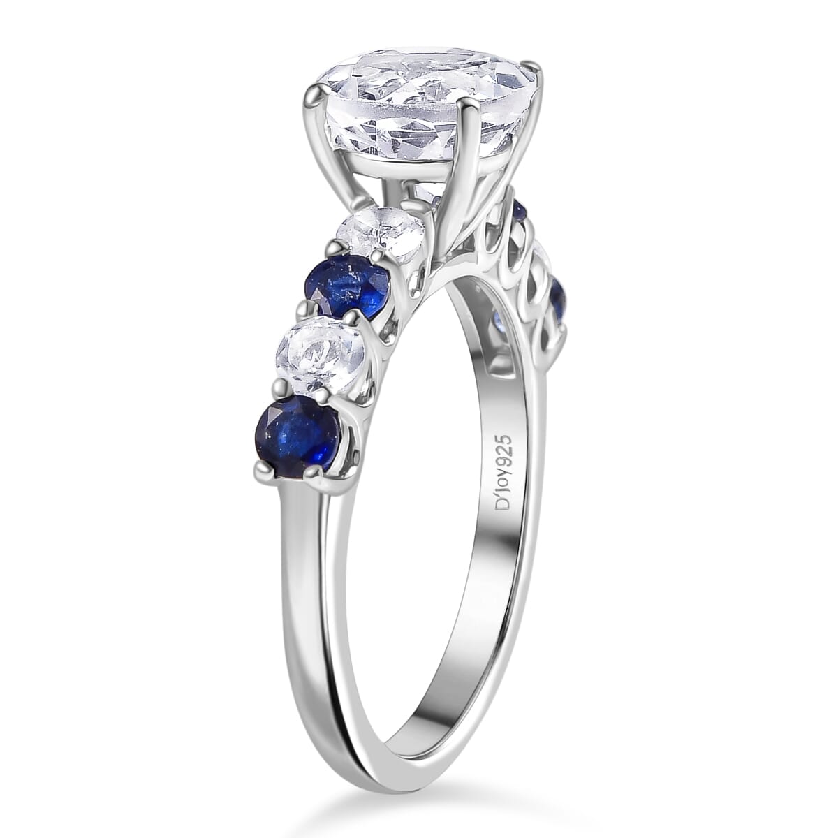 D'Joy Golconda Topaz and Masoala Sapphire (D) 4.00 ctw Starlit Ring in Platinum Over Sterling Silver (Size 10.0) image number 3