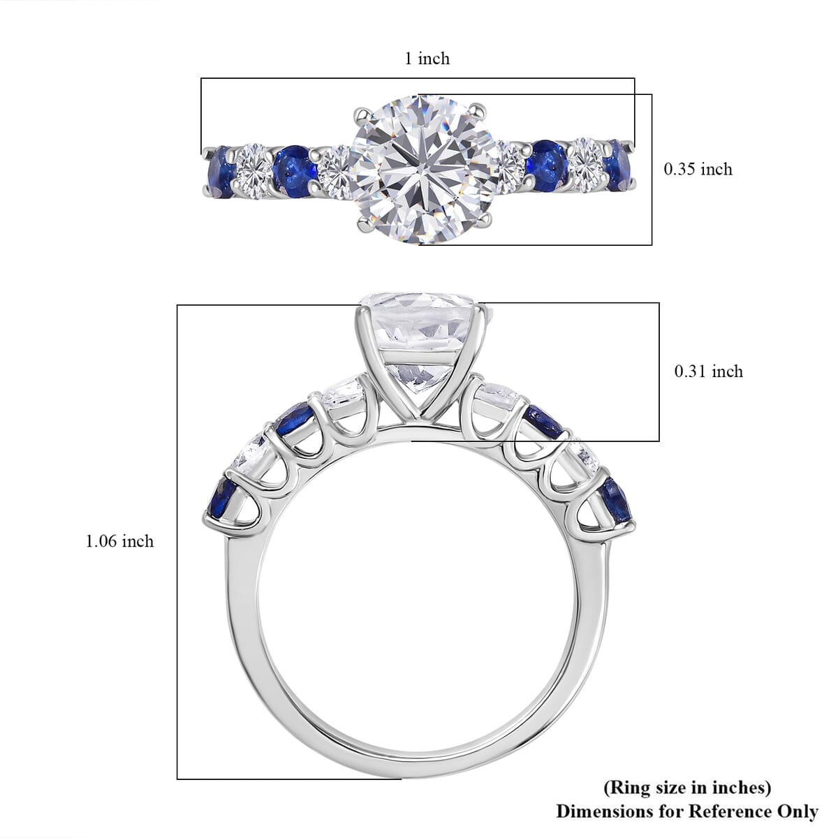 D'Joy Golconda Topaz and Masoala Sapphire (D) 4.00 ctw Starlit Ring in Platinum Over Sterling Silver (Size 10.0) image number 5