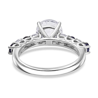 D'Joy Golconda Topaz, Masoala Sapphire Starlit Ring in Platinum Over Sterling Silver 4.00 ctw (Size 6.0)