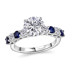 D'Joy Golconda Topaz and Masoala Sapphire (D) 4.00 ctw Starlit Ring in Platinum Over Sterling Silver (Size 7.0)