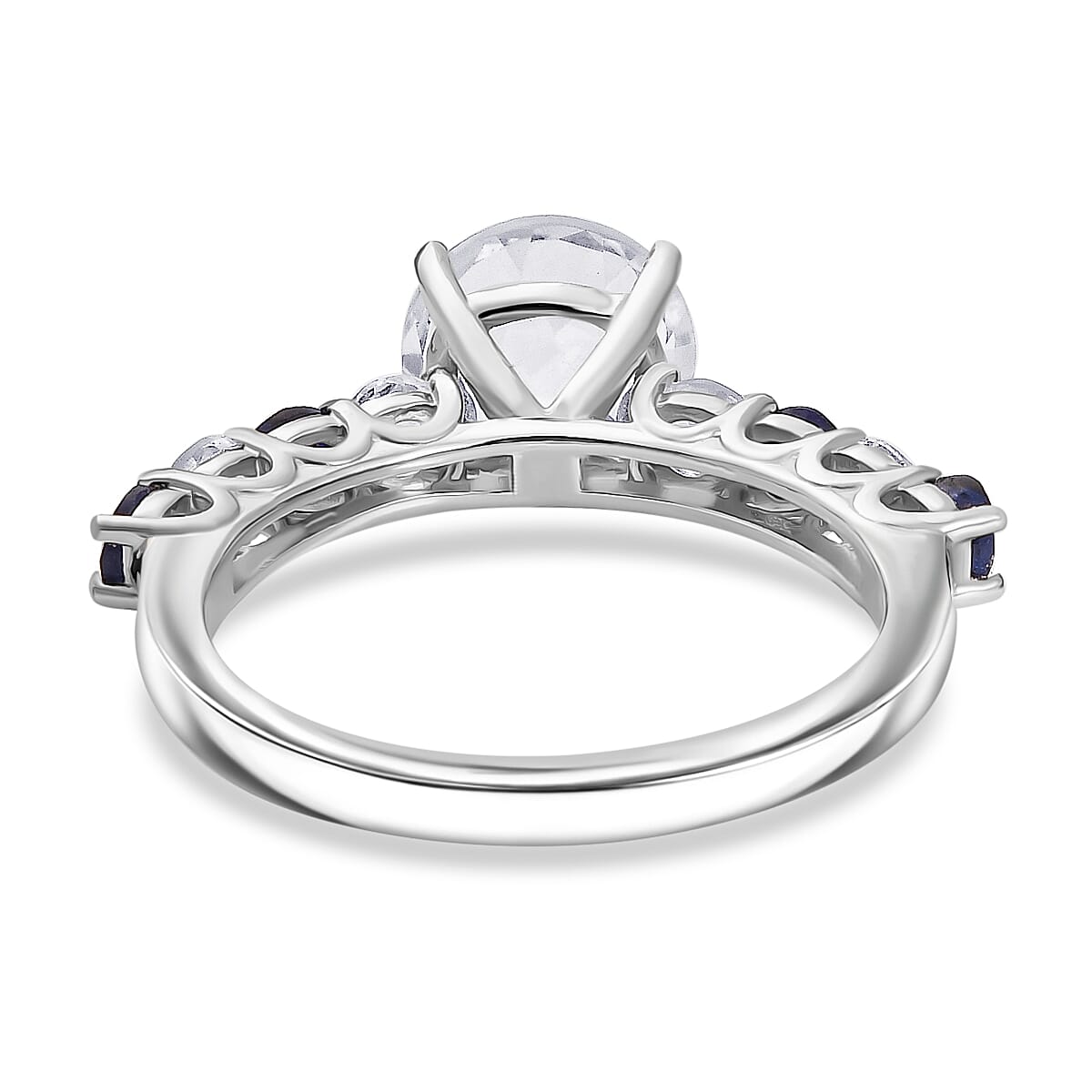 D'Joy Golconda Topaz and Masoala Sapphire (D) 4.00 ctw Starlit Ring in Platinum Over Sterling Silver (Size 7.0) image number 4