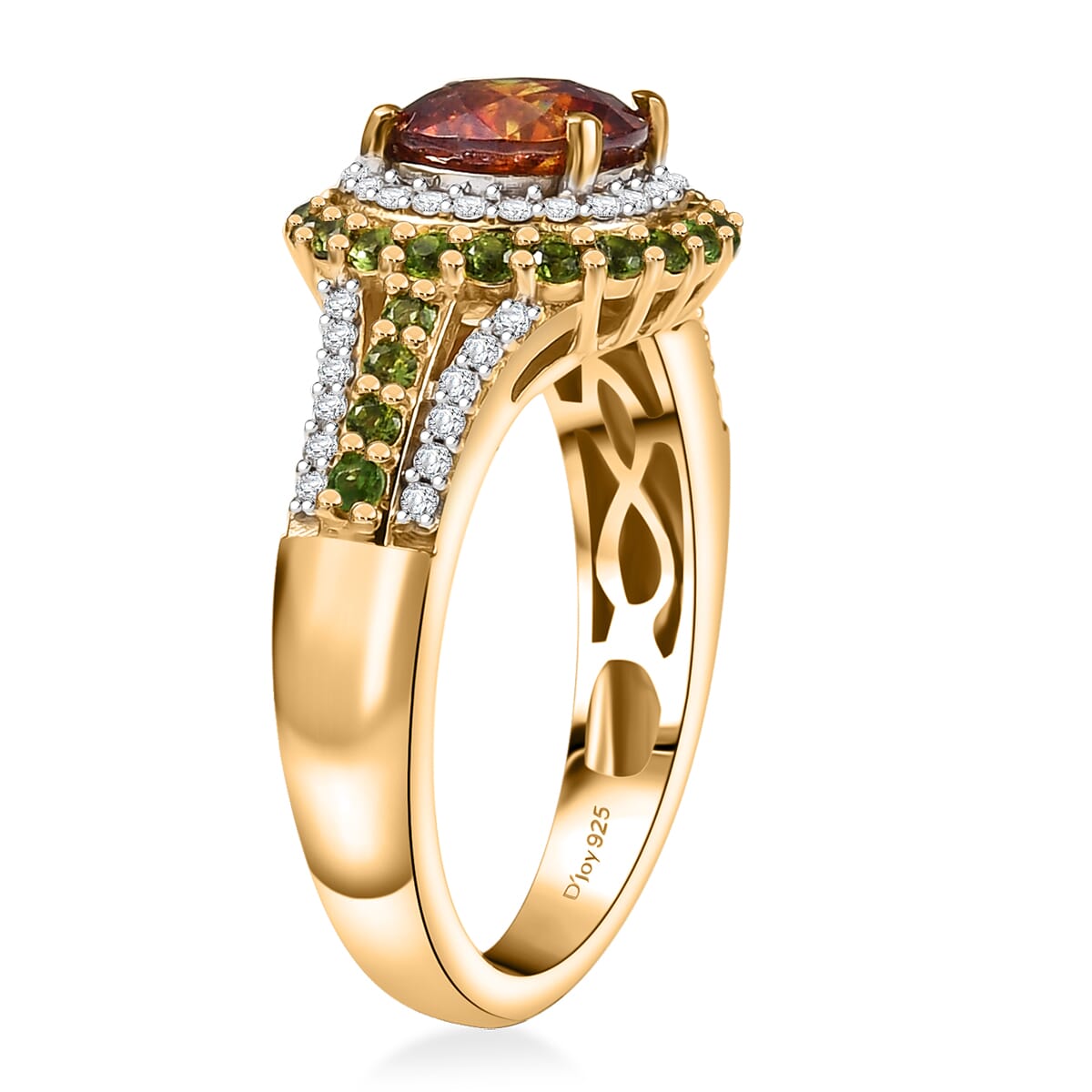D'Joy Picos Altos Sphalerite and Multi Gemstone 2.75 ctw Solar Eden Ring in 18K Vermeil Yellow Gold Over Sterling Silver (Size 6.0) image number 3