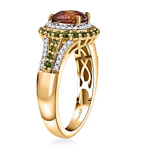 D'Joy Picos Altos Sphalerite and Multi Gemstone 2.75 ctw Solar Eden Ring in 18K Vermeil Yellow Gold Over Sterling Silver (Size 6.0)