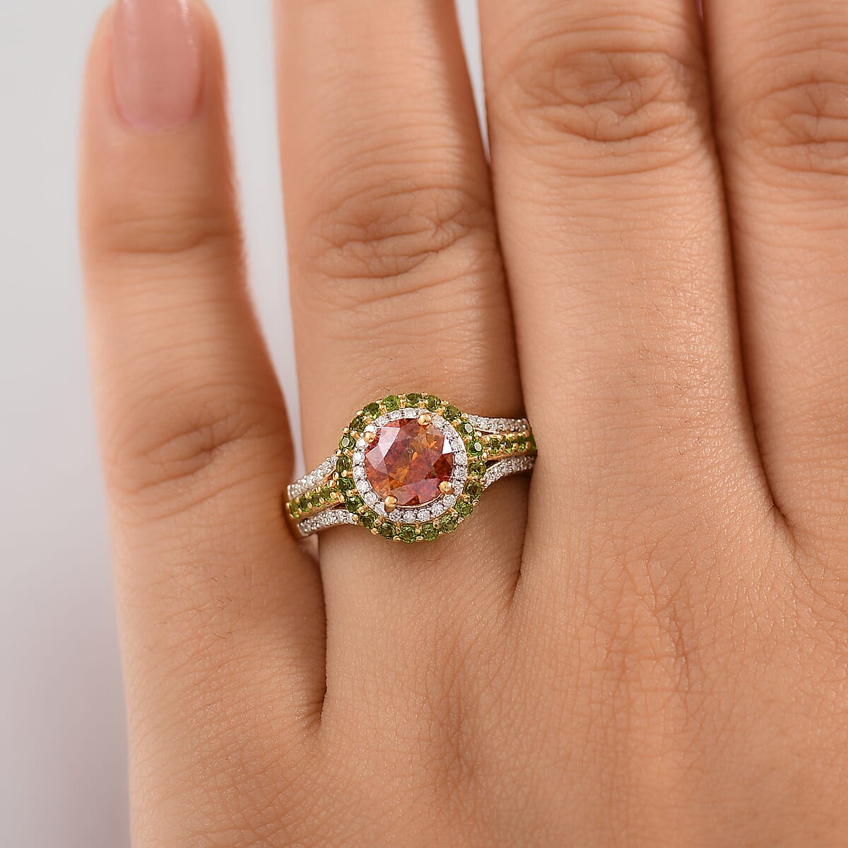 D'Joy Picos Altos Sphalerite and Multi Gemstone 2.75 ctw Solar Eden Ring in 18K Vermeil Yellow Gold Over Sterling Silver (Size 7.0) image number 2