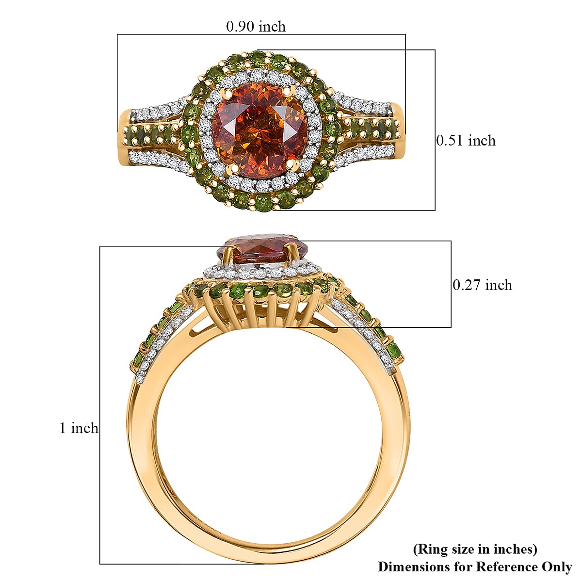 D'Joy Picos Altos Sphalerite and Multi Gemstone 2.75 ctw Solar Eden Ring in 18K Vermeil Yellow Gold Over Sterling Silver (Size 7.0) image number 5