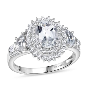 D'Joy Golconda Topaz 2.50 ctw Victorian Tiara Ring in Platinum Over Sterling Silver (Size 10.0)