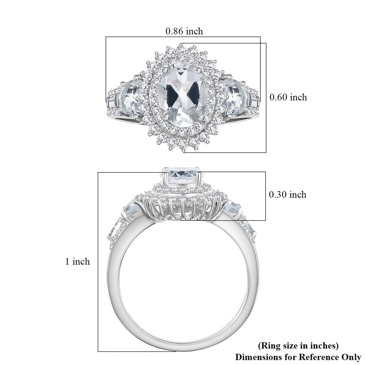 D'Joy Golconda Topaz 2.50 ctw Victorian Tiara Ring in Platinum Over Sterling Silver (Size 10.0) image number 5