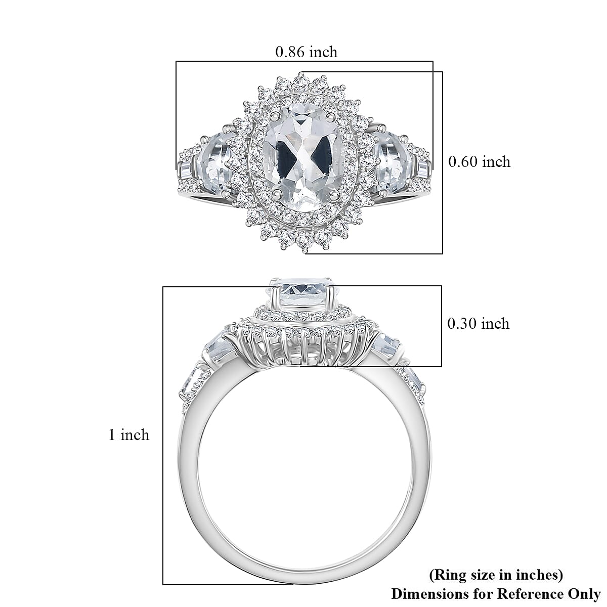 D'Joy Golconda Topaz 2.50 ctw Victorian Tiara Ring in Platinum Over Sterling Silver (Size 5.0) image number 5