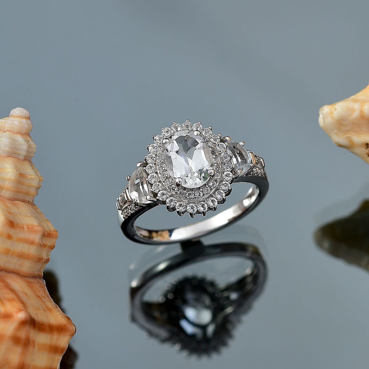 D'Joy Golconda Topaz 2.50 ctw Victorian Tiara Ring in Platinum Over Sterling Silver (Size 7.0) image number 1