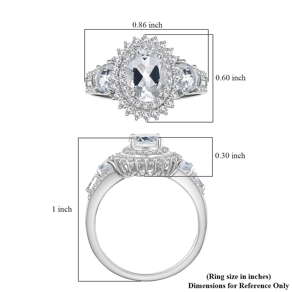 D'Joy Golconda Topaz 2.50 ctw Victorian Tiara Ring in Platinum Over Sterling Silver (Size 7.0) image number 5