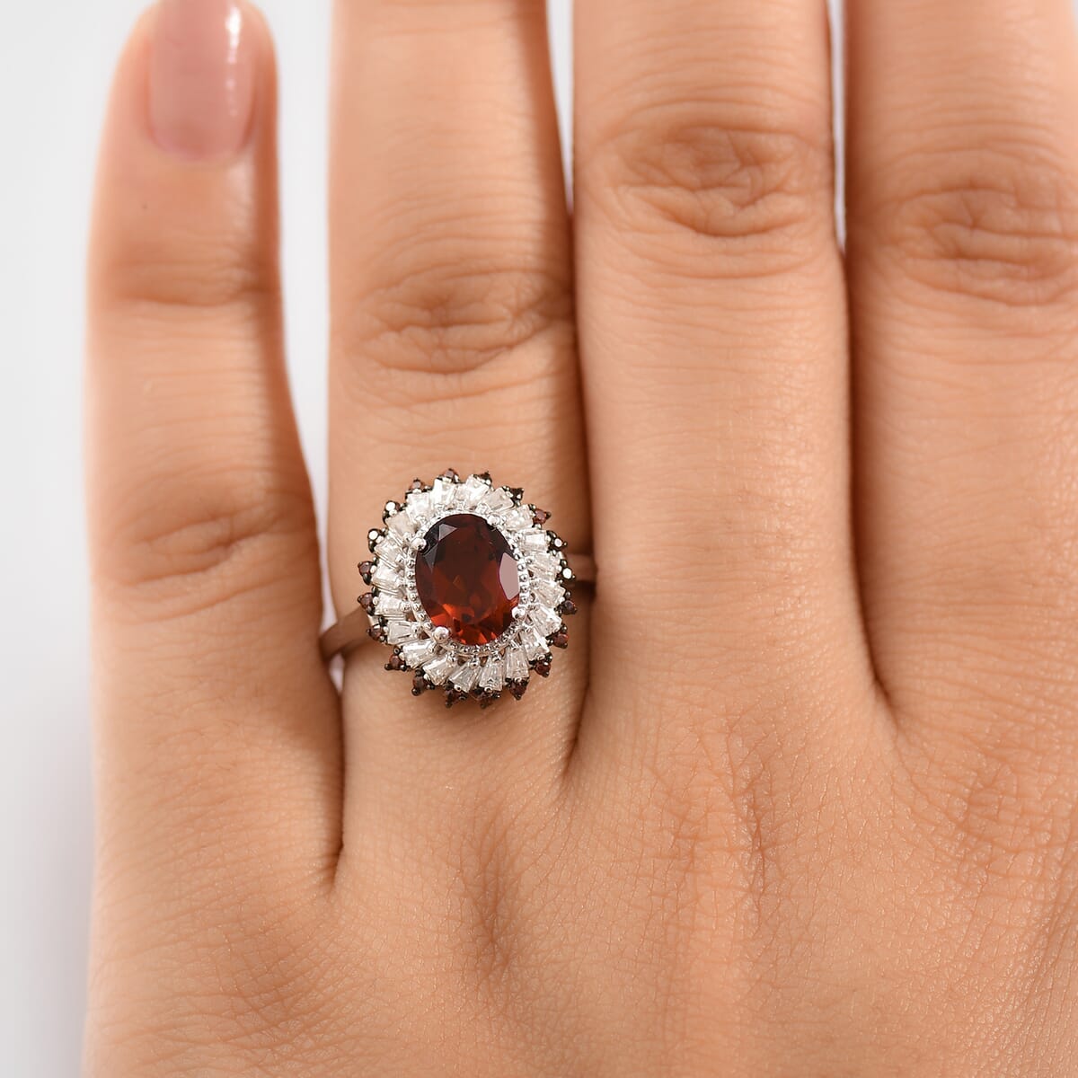 D'Joy Brazilian Cherry Citrine and Multi Gemstone 2.50 ctw Ring in Platinum Over Sterling Silver (Size 10.0) image number 2