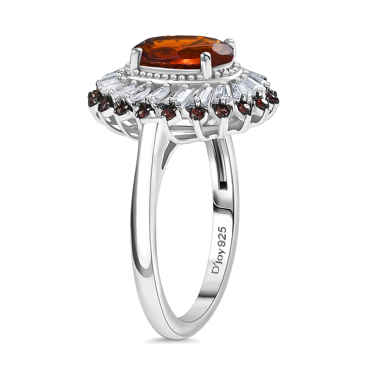 D'Joy Brazilian Cherry Citrine and Multi Gemstone 2.50 ctw Ring in Platinum Over Sterling Silver (Size 10.0) image number 3