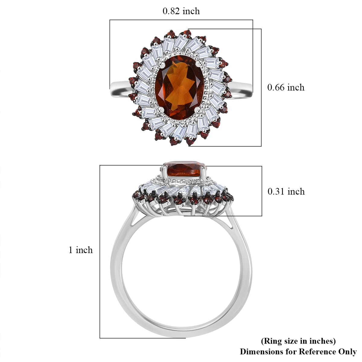D'Joy Brazilian Cherry Citrine and Multi Gemstone 2.50 ctw Ring in Platinum Over Sterling Silver (Size 10.0) image number 5