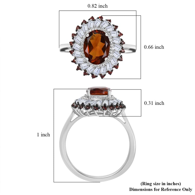 D'Joy Brazilian Cherry Citrine and Multi Gemstone 2.50 ctw Ring in Platinum Over Sterling Silver (Size 10.0)