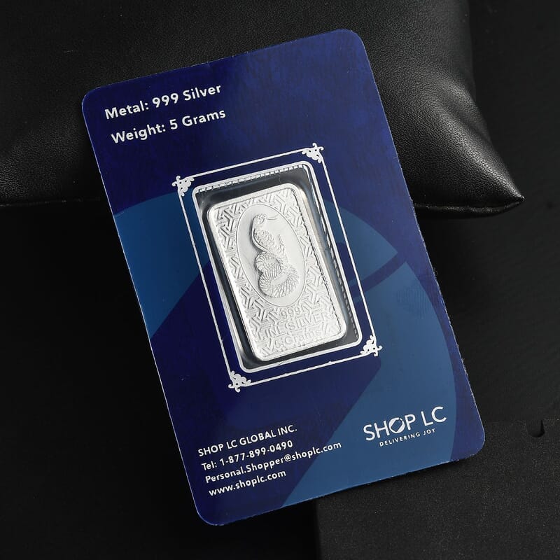 999 Fine Silver Serpent Bar 5 Grams
