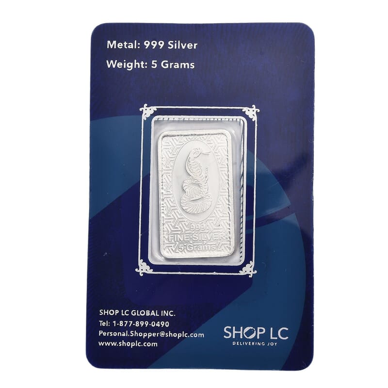 999 Fine Silver Serpent Bar 5 Grams
