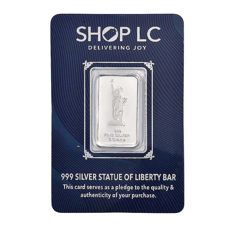 999 Fine Silver Statue of Liberty Bar 5 Grams