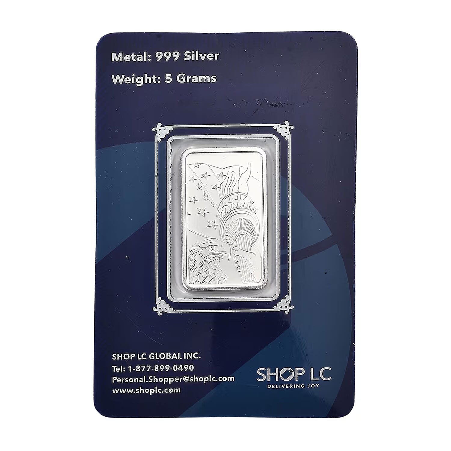 999 Fine Silver Statue of Liberty Bar 5 Grams
