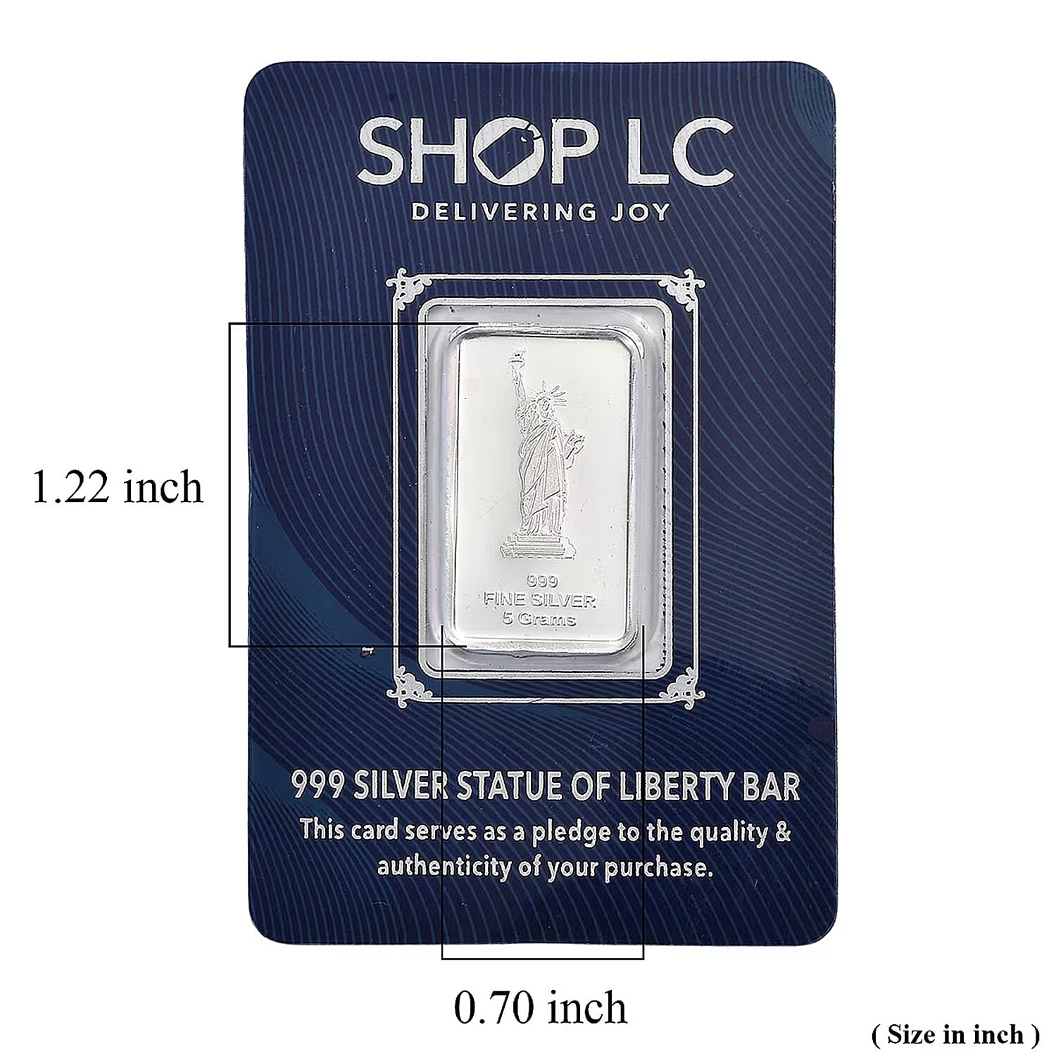 999 Fine Silver Statue of Liberty Bar 5 Grams
