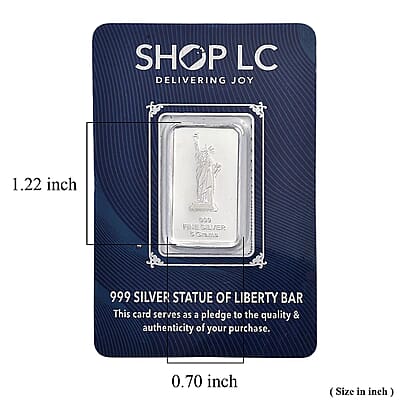999 Fine Silver Statue of Liberty Bar 5 Grams