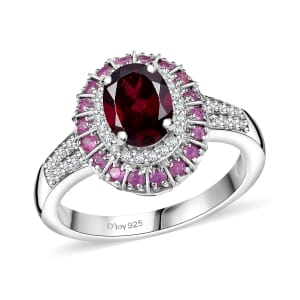 D'Joy Orissa Rhodolite Garnet and Multi Gemstone 2.50 ctw Timeless Elegance Ring in Rhodium Over Sterling Silver (Size 10.0)