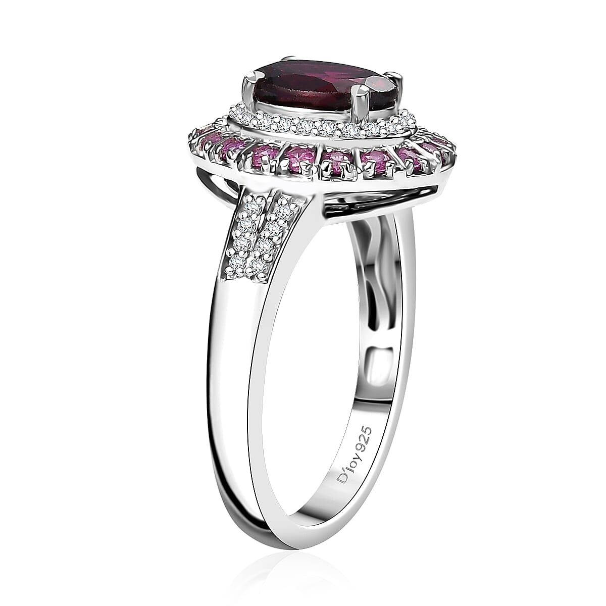 D'Joy Orissa Rhodolite Garnet and Multi Gemstone 2.50 ctw Timeless Elegance Ring in Rhodium Over Sterling Silver (Size 7.0) image number 3