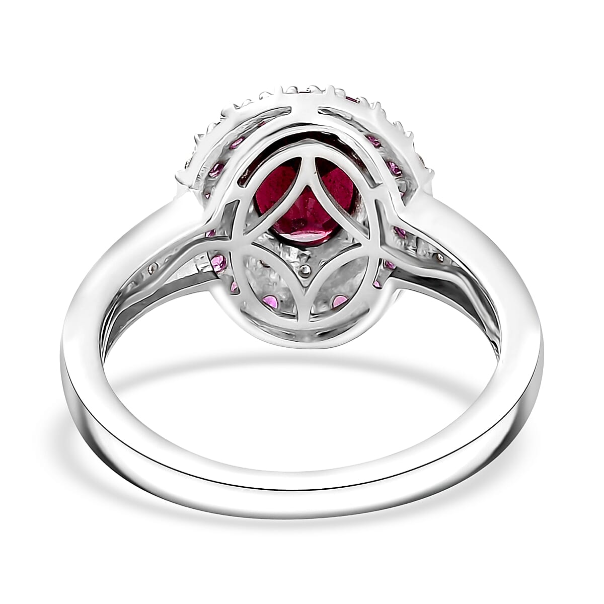 D'Joy Orissa Rhodolite Garnet and Multi Gemstone 2.50 ctw Timeless Elegance Ring in Rhodium Over Sterling Silver (Size 8.0) image number 4